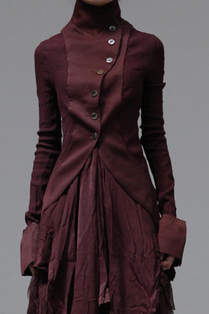 Marc Le Bihan Silkworm Long Sleeve Jacket Collection Highly Handcrafted France MLB-22905-JIUHONG Burgundy PMLB3